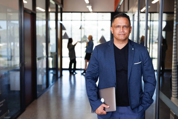 Portrait of Aboriginal Australian business leader stock photo