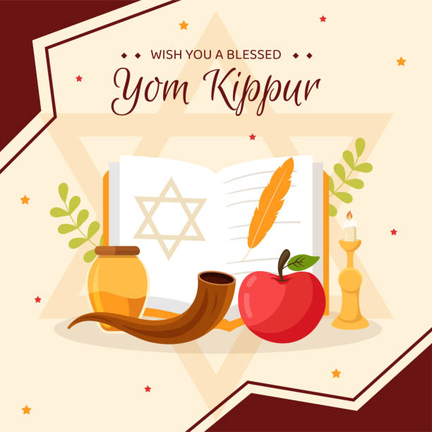 Yom Kippur Day Celebration Background Template Hand Drawn Cartoon Flat Illustration Yom Kippur Day Celebration Background Template Hand Drawn Cartoon Flat Illustration yom kippur stock illustrations