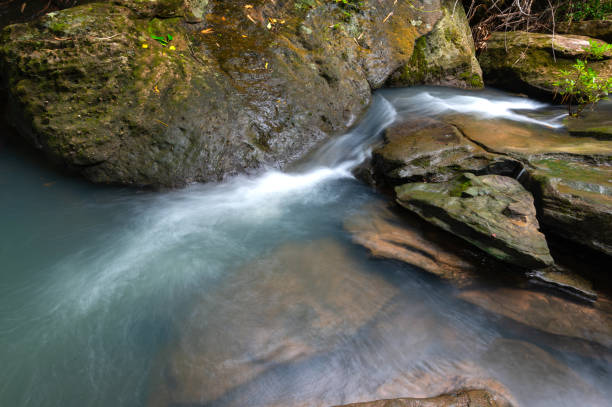 istock Native picturesque waterfall,Small Waterfall in deep forest,Ubon Ratchathani province,Thailand.leaf moving low speed shutter blur. 1417526309