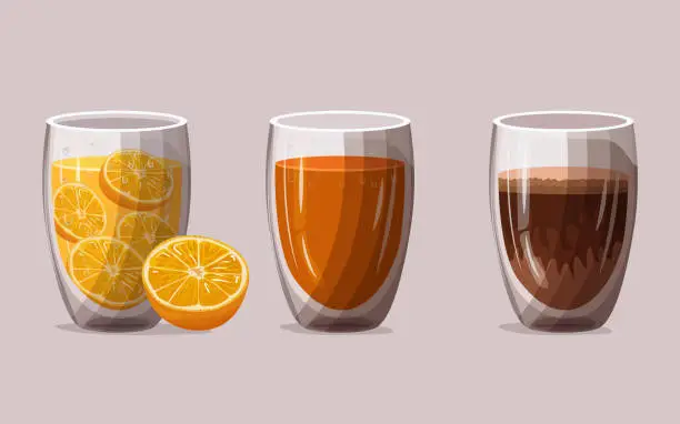 Vector illustration of A set of different drinks