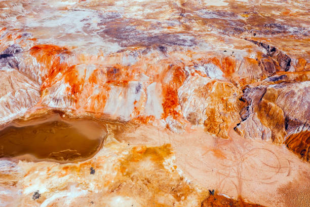 istock Environmental pollution from clay mining. View from above. Martian landscape 1417535998