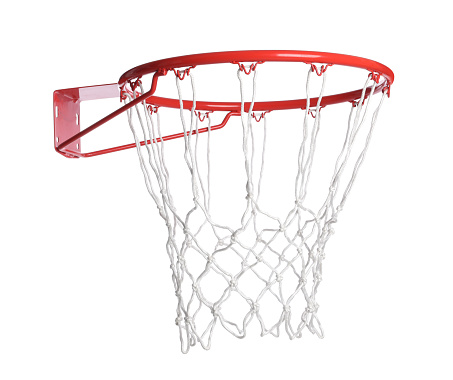 Basketball hoop with net isolated on white