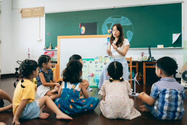 istock Teacher teaching concepts of windmill in the classroom to students 1417548119