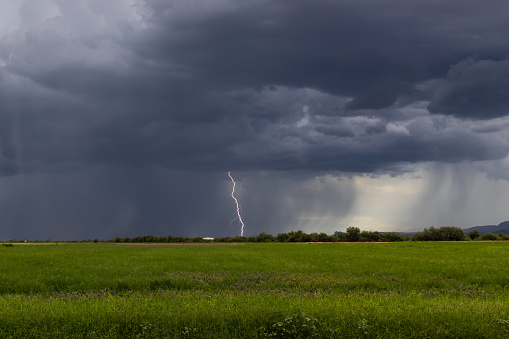 A series of heavy thunderstorms and lightning covers the Tucson metropolitan area towards the end of the monsoon season.