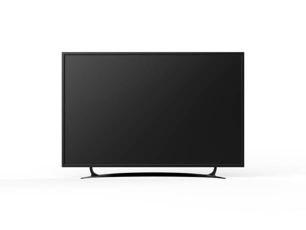 istock 4K TV flat screen lcd or oled mockup, black high definition led plasma television on isolated white background, 3d illustration 1417553159