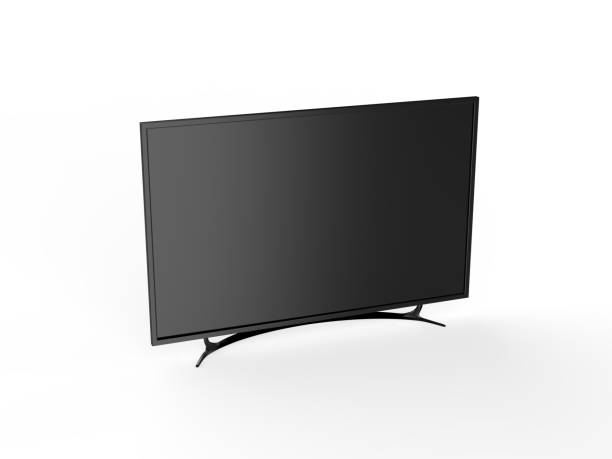 istock 4K TV flat screen lcd or oled mockup, black high definition led plasma television on isolated white background, 3d illustration 1417553162