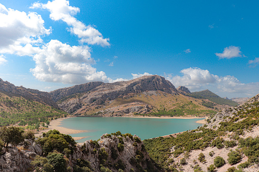 landscape lake in mountains in mallorca (cuber reservoir)