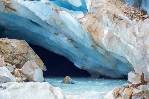 Chalaadi Glacier in Georgia close up stock photo
