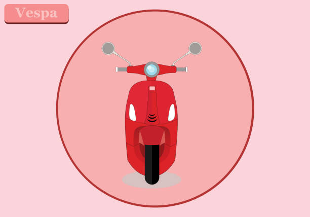 ilustrações de stock, clip art, desenhos animados e ícones de red vespa illustration - vespa scooter