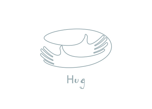 Embrace icon, arms hugging vector illustration, hands hug linear vector logo template. Care, love and charity symbol, hand drawn vector illustration