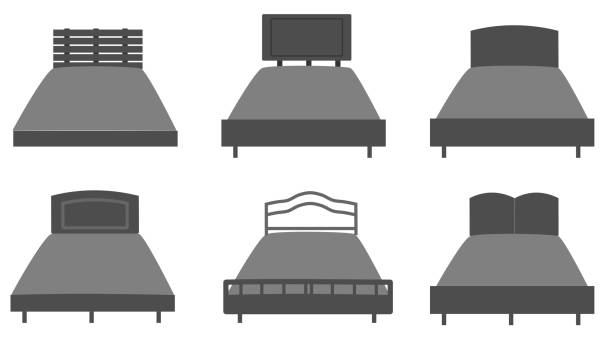istock The bed set for bedroom with black color vector illustration 1417564646