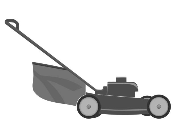 원예 블랙 벡터를위한 잔디 깎는 기계 - rotary mower stock illustrations