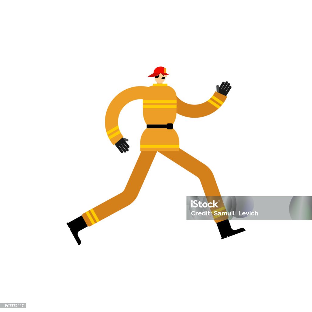 Firemen Running Firefighter Run Fireman Running Fire Extinguishing Stock Illustration ...
