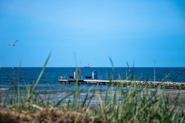 Pier in Stein, Schleswig Holstein, Germany Pier and bathing bridge in Stein, Germany hull house stock pictures, royalty-free photos & images