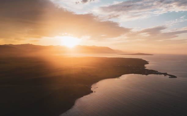 istock Beautiful sunset in iceland, from above 1417580452