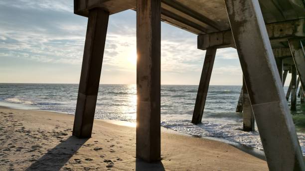 istock The sunruse from under a pier 1417582654