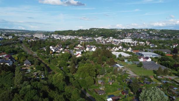 istock Aerial view of modern buildings surrounded by trees 1417587856