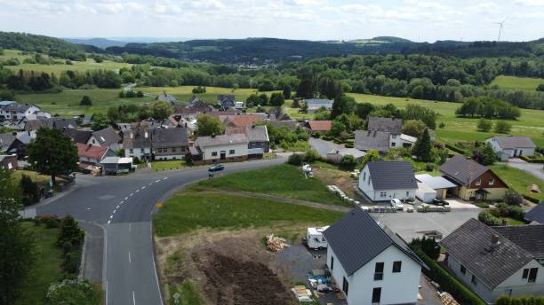 istock Aerial view of modern buildings surrounded by trees 1417587859