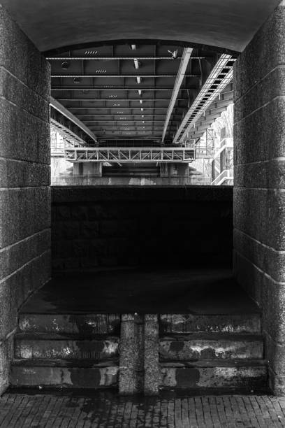 istock Vertical grayscale shot of inside the tunnel 1417593840