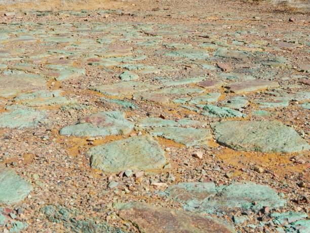 istock Closeup of a copper mine ground rocks 1417600684