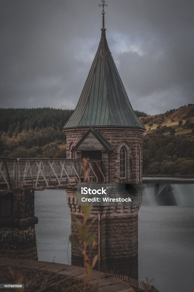 Tower in Pontsticill Reservoir, Merthyr Tydfil, South Wales, UK A tower in Pontsticill Reservoir, Merthyr Tydfil, South Wales, UK Bridge - Built Structure Stock Photo