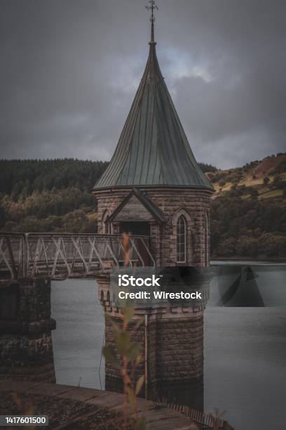 Tower In Pontsticill Reservoir Merthyr Tydfil South Wales Uk Stock Photo - Download Image Now