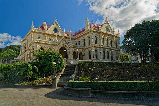 Wellington, Wellington / Aotearoa / New Zealand â May 25, 2019: The New Zealand Parliamentary Library building in the capital city, Wellington.