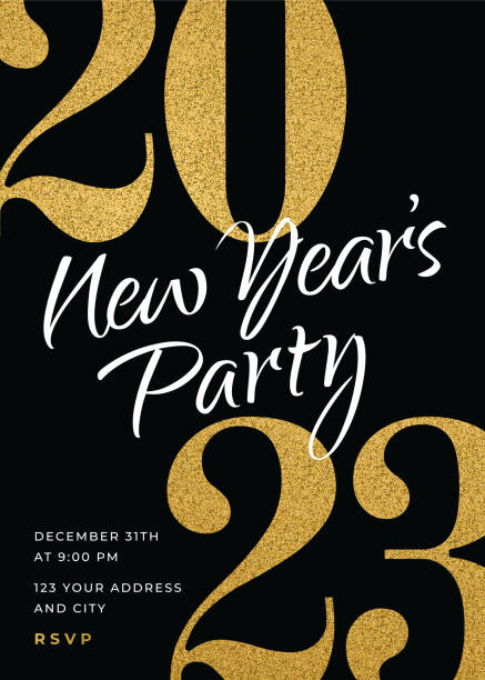 bildbanksillustrationer, clip art samt tecknat material och ikoner med 2023 - holiday new years party invitation design template. - nyårsafton illustrationer