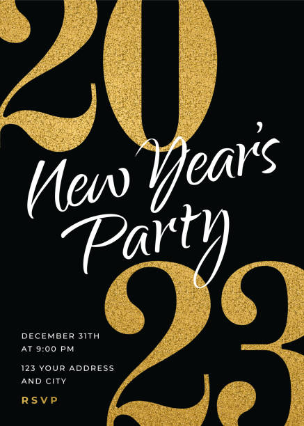 2023 - holiday new years party invitation design template. - 新年前夜 插圖 幅插畫檔、美工圖案、卡通及圖標
