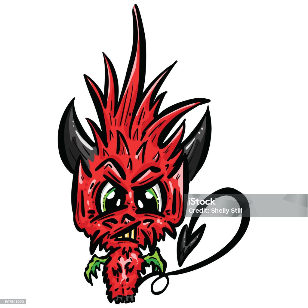 Cute Little Red Devil Cartoon Character In Vector Stock Illustration -  Download Image Now - Devil, Abstract, Anger - iStock