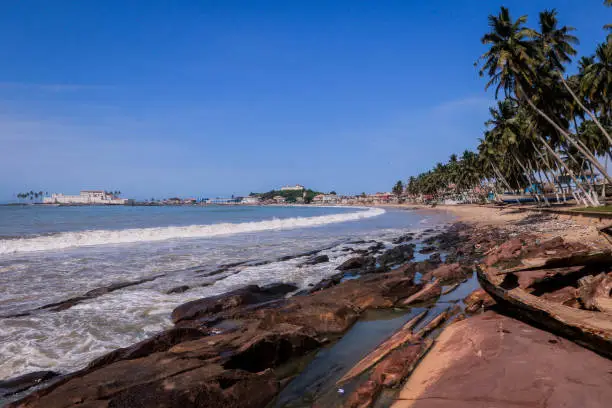 Photo of Far View to the Cape Coast Slave Castle from the  Atlantic Ocean Coastline in Ghana