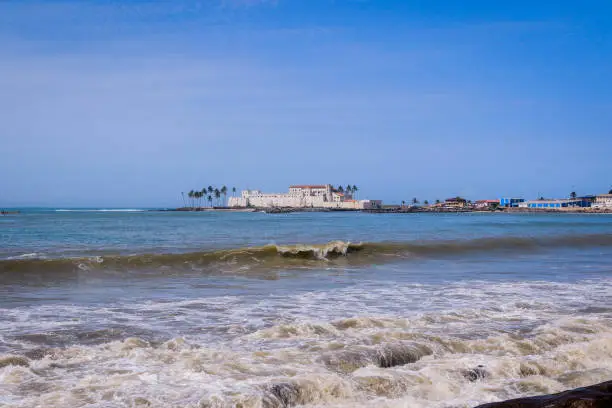 Photo of Far View to the Cape Coast Slave Castle from the  Atlantic Ocean Coastline in Ghana