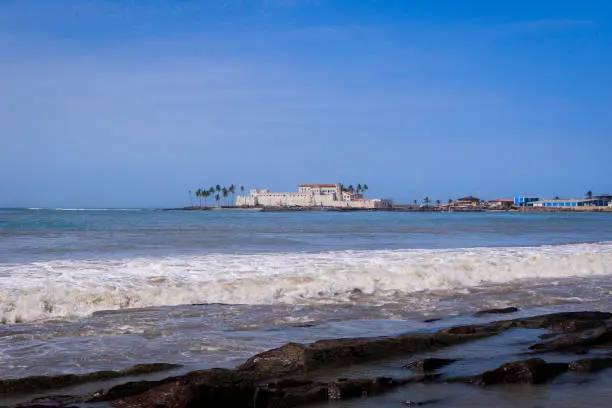 Photo of Far View to the Cape Coast Slave Castle from the  Atlantic Ocean Coastline in Ghana