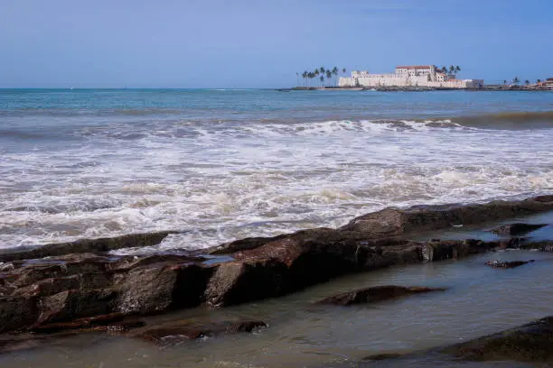 Photo of Far View to the Cape Coast Slave Castle from the  Atlantic Ocean Coastline in Ghana