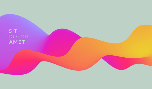 ilustrações, clipart, desenhos animados e ícones de fundo ondulado abstrato 3d com cores gradientes modernas. onda sonora de movimento. ilustração vetorial para banner, folheto, folheto, livreto, apresentação ou design de sites. - wave