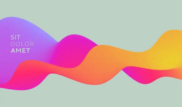 Vector illustration of 3D abstract wavy background with modern gradient colors. Motion sound wave. Vector illustration for banner, flyer, brochure, booklet, presentation or websites design.