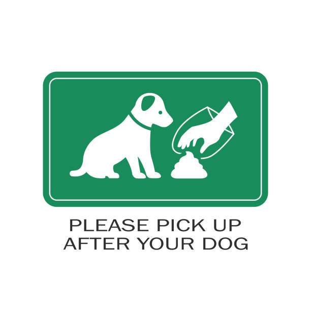 ilustrações de stock, clip art, desenhos animados e ícones de please pick up after your dog vector sign - confined space safety danger sign