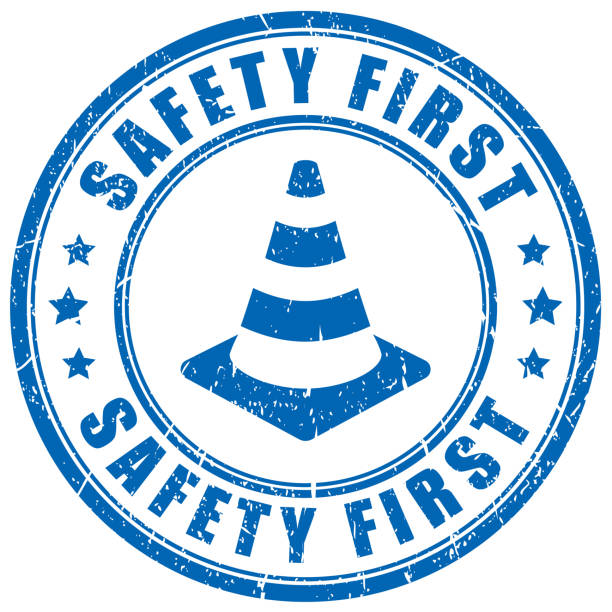 pierwszy wektorowy stempel atramentowy bezpieczeństwa - white background support assistance safety stock illustrations