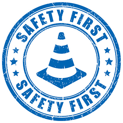 Safety first vector stamp on white background
