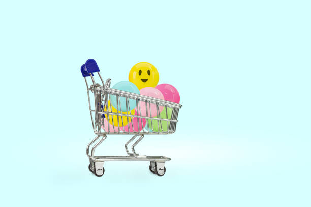 istock Customer Loyalty Concept. Client Experiences. Happy Customer giving Positive Services Rating for Satisfaction present by Smiling Face and Crown 1417618190