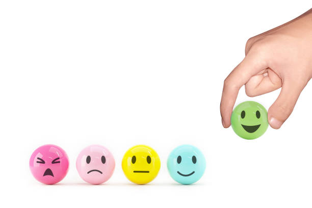 istock Customer Loyalty Concept. Client Experiences. Happy Customer giving Positive Services Rating for Satisfaction present by Smiling Face and Crown 1417618206