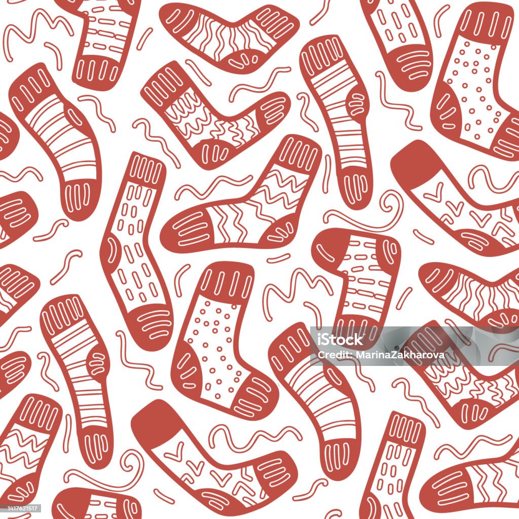 Socks Pattern Vector Seamless Pattern With Socks With Doodle Style Vector Illustration Stock ...