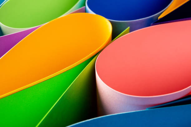 Color palette of designer cardboard samples. Collection of colorful paper swatches for printing, design, and creative projects.