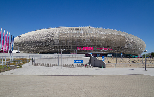 Krakow, Poland - June 1, 2022: Tauron Arena Kraków, indoor modern entertainment and sports venue.