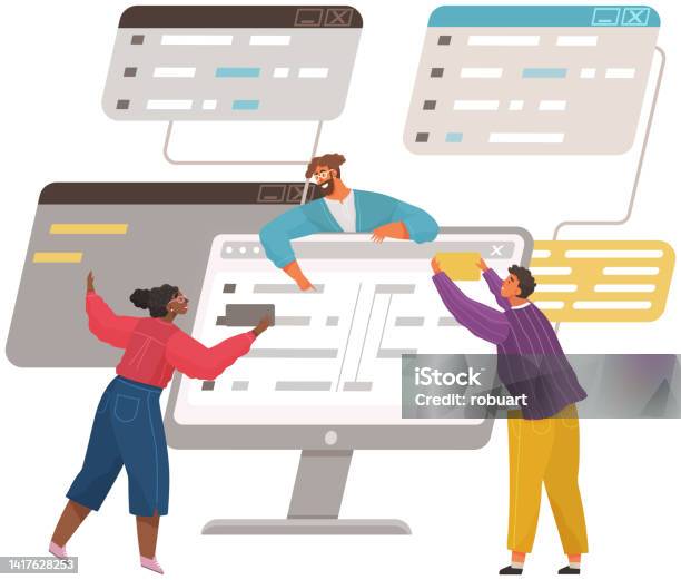 Programmer Engineering And Coding Set Of Programmers Working On Web ...