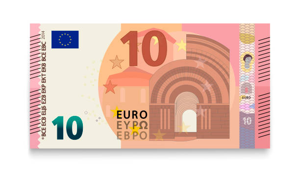 白い背景に隔離された10ユーロ紙幣 - one hundred euro banknote illustrations点のイラスト素材／クリップアート素材／マンガ素材／アイコン素材