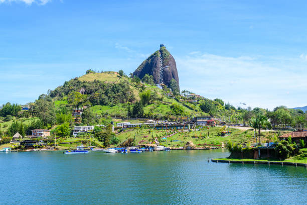 el peñon is one of the touristic attraction in colombia where amazing views can reach to see from the top - valley wall imagens e fotografias de stock