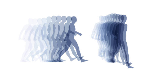 Transparent overlapping gray silhouettes. Walking man. Animation frames. Vector illustration for print, web site, poster, placard or wallpaper. Transparent overlapping gray silhouettes. Walking man. Animation frames. Vector illustration for print, web site, poster, placard or wallpaper. walking animation stock illustrations