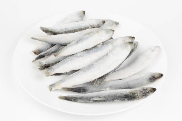 istock Frozen herring on a plate, healthy seafood. 1417646678