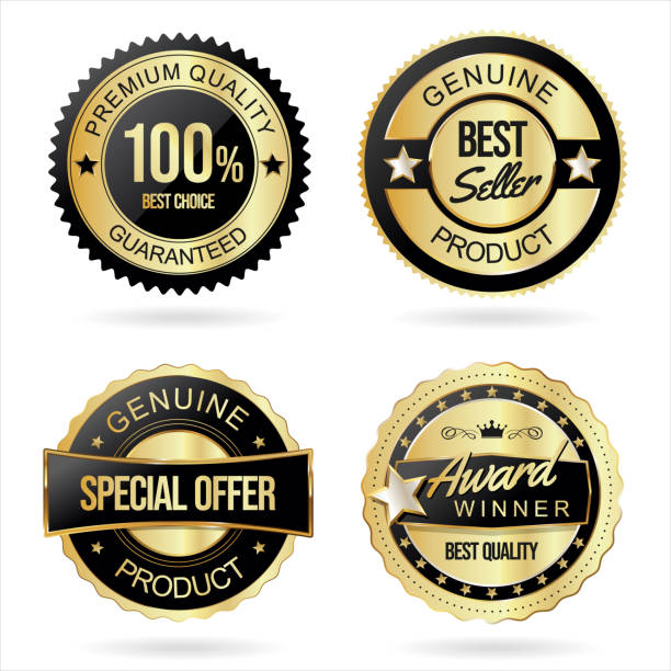 istock Collection of black and gold quality badges and labels 1417650460